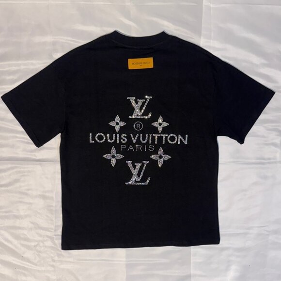 Louis Vuitton Black VVS Rhinestone Logo Tshirt - XL - Picture 1 of 7